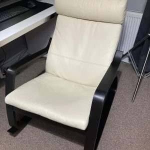IKEA POANG Rocking Chair Black Brown Light Beige Leather - Image 2