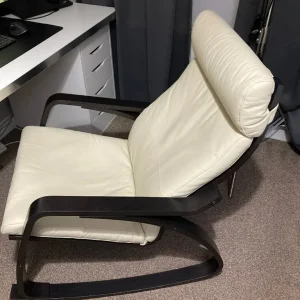 IKEA POANG Rocking Chair Black Brown Light Beige Leather - Image 3