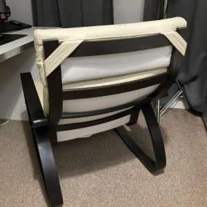IKEA POANG Rocking Chair Black Brown Light Beige Leather - Image 4