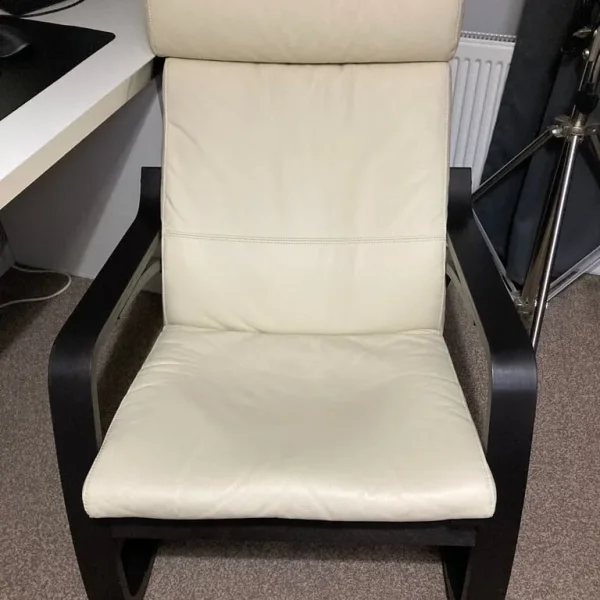 IKEA POANG Rocking Chair Black Brown Light Beige Leather