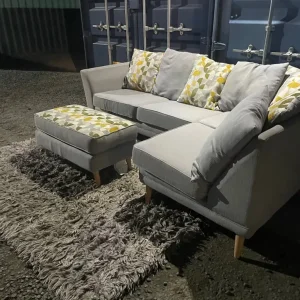 Light grey L shape corner sofa and pouffe - Image 3