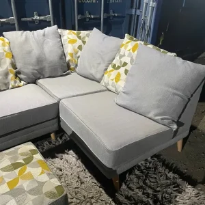 Light grey L shape corner sofa and pouffe - Image 5