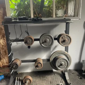 Gym bench, barbells, dumbbells and weights - Image 7