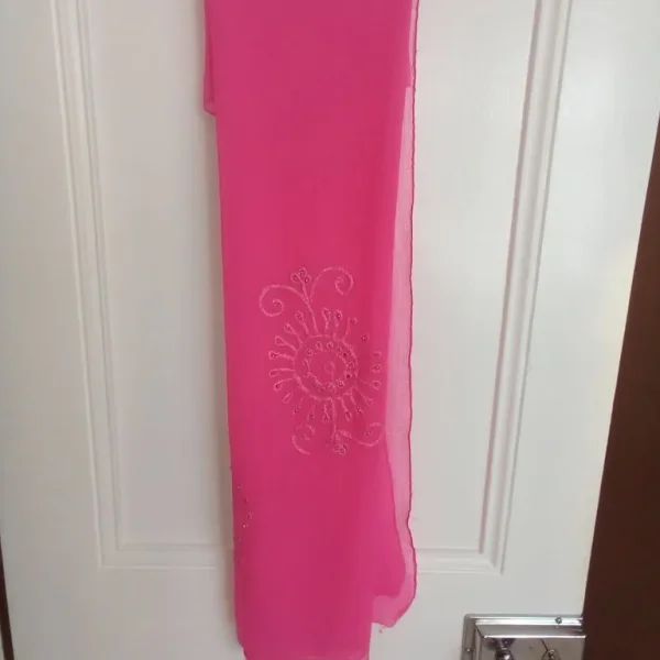 Neon pink sarong with silver beads