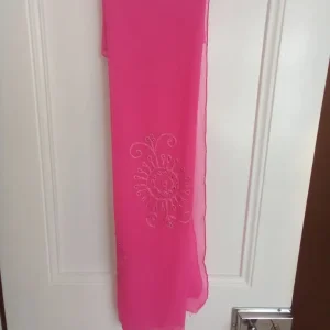 Neon pink sarong with silver beads