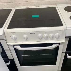 WHITE BEKO SINGLE DOOR 60CM GLASSTOP ELECTRIC COOKER