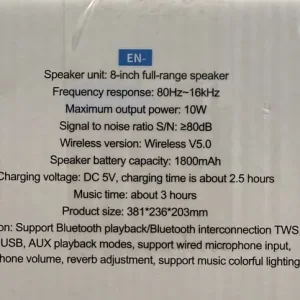 ANG SPK02 Karaoke Wireless Bluetooth Speaker with Microphone and LED Lights - Image 6