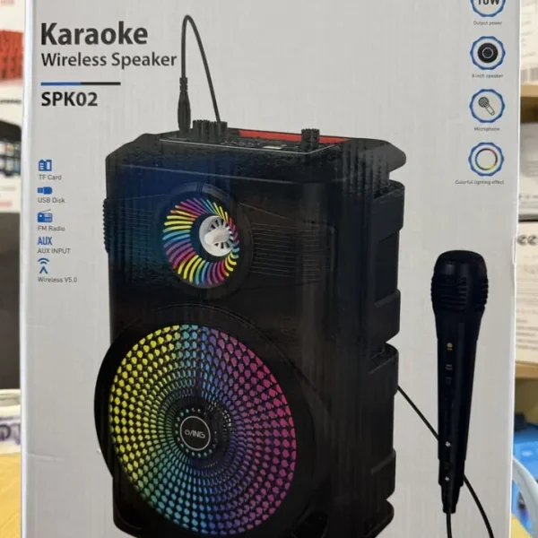 ANG SPK02 Karaoke Wireless Bluetooth Speaker with Microphone and LED Lights