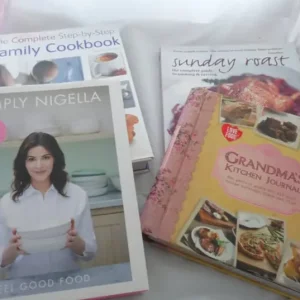 Lot of 4 x Large Cookbooks – Simply Nigella, Sunday Roast, Step-by-Step Family & Grandma's Journal