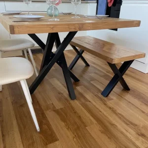 Herringbone Design Dining Table with Bench - Image 4