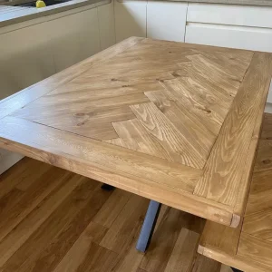 Herringbone Design Dining Table with Bench - Image 5