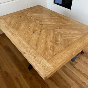 Herringbone Design Dining Table with Bench - Image 6