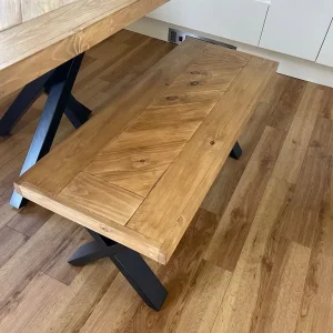Herringbone Design Dining Table with Bench - Image 8