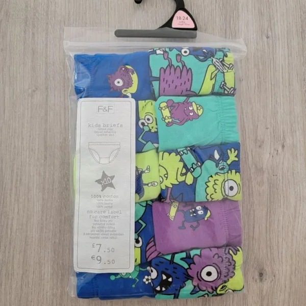 BNWT F&F Baby Boy Multicoloured Briefs Pack of 10 (18-24 Months)