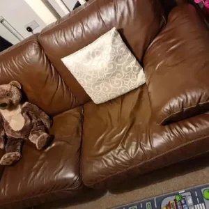 Brown leather sofa good condition - Image 3