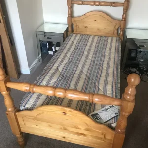 Pine Single Bed with Mattress - Image 3