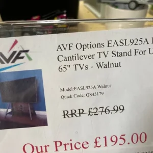 AVF OPTIONS EASL925A EASEL CANTILVER TV STAND FOR UP TO 65" TV WITH WALLNUT AND GLASS - Image 8