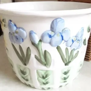 Cream White Raised Floral Jardiniere Pot 120mm x 158mm - Image 5