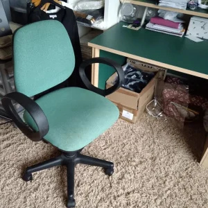 Large Green Desk, Filing Cabinet and Matching Chair - Image 2
