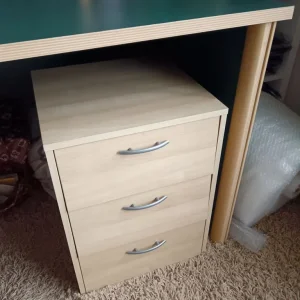 Large Green Desk, Filing Cabinet and Matching Chair - Image 3