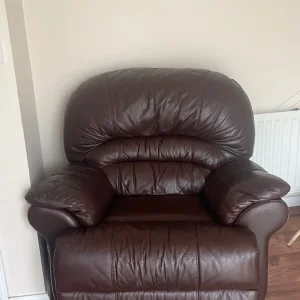 Brown Leather Recliner Sofa Set – 3-Seater + Arms - Image 2