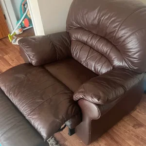 Brown Leather Recliner Sofa Set – 3-Seater + Arms - Image 4
