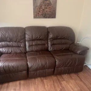 Brown Leather Recliner Sofa Set – 3-Seater + Arms - Image 5