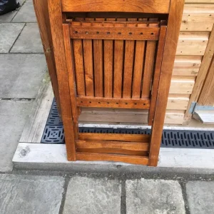 Two identical wooden folding garden chairs with latted seats - Image 3