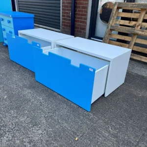 Large blue and white pull out storage box, 2 available - Image 6