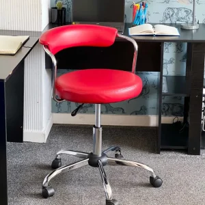 Luxury Red Leather Swivel Chair – Hardly Used