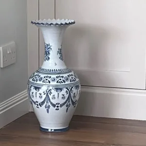 Ceramic ornamental vase blue and grey