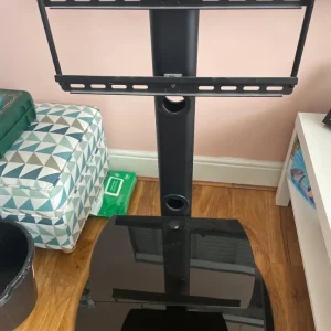 Glass tv stand with shelf - Image 2