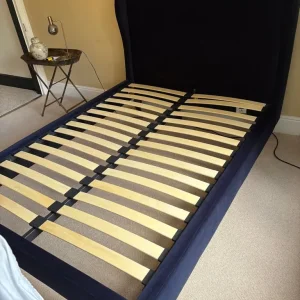 Navy blue velvet double bed frame - Image 3