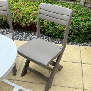 Garden Bistro Set – White Table with Cappuccino Chairs - Image 2