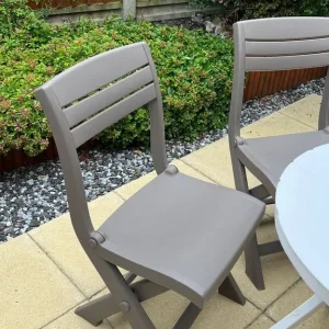Garden Bistro Set – White Table with Cappuccino Chairs - Image 3