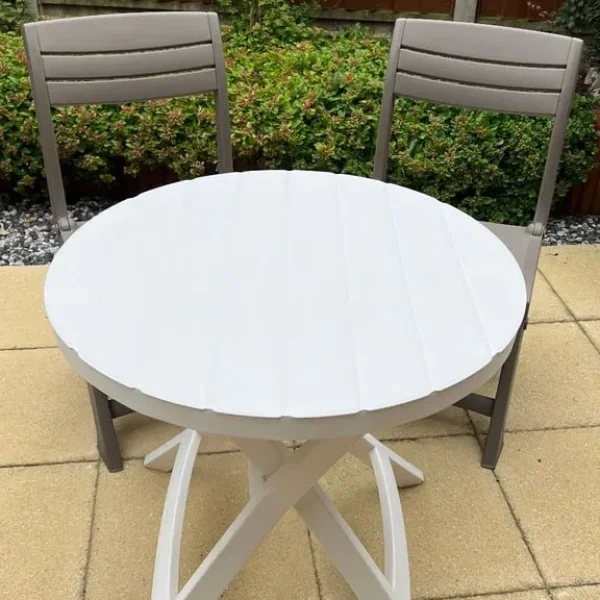 Garden Bistro Set – White Table with Cappuccino Chairs