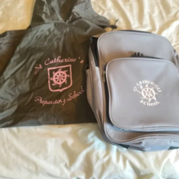St Catherine’s school bag and rain coat