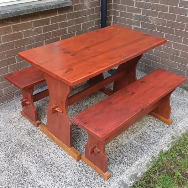 Dining table with 2 benches