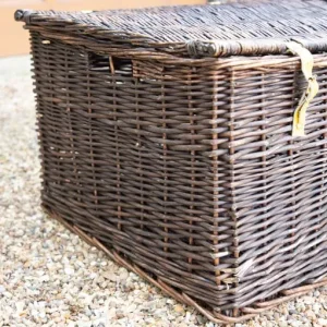 Large Wicker Storage Basket Chest. Dark Brown. Side Table. C 1980s - Image 3
