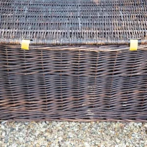 Large Wicker Storage Basket Chest. Dark Brown. Side Table. C 1980s - Image 7