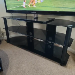 Glass TV Stand - Black - Image 3