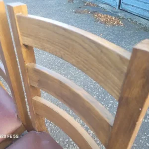 4 solid oak dining chairs with leather seats - Image 6