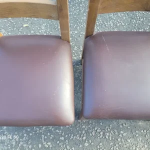 4 solid oak dining chairs with leather seats - Image 8