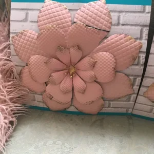 Pair of Large 14” JARDIN Blush Pink Metal Flower Wall Art