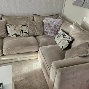 Grey Velvet Corner Sofa - Image 2
