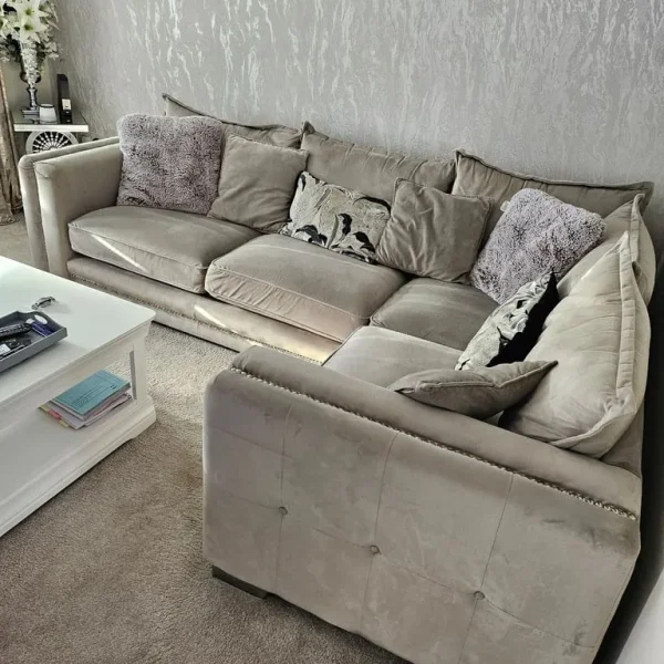 Grey Velvet Corner Sofa