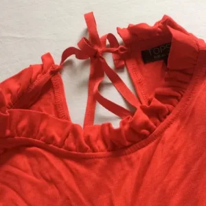 Topshop Red Long-Sleeve Top with Flared Arms - Image 3