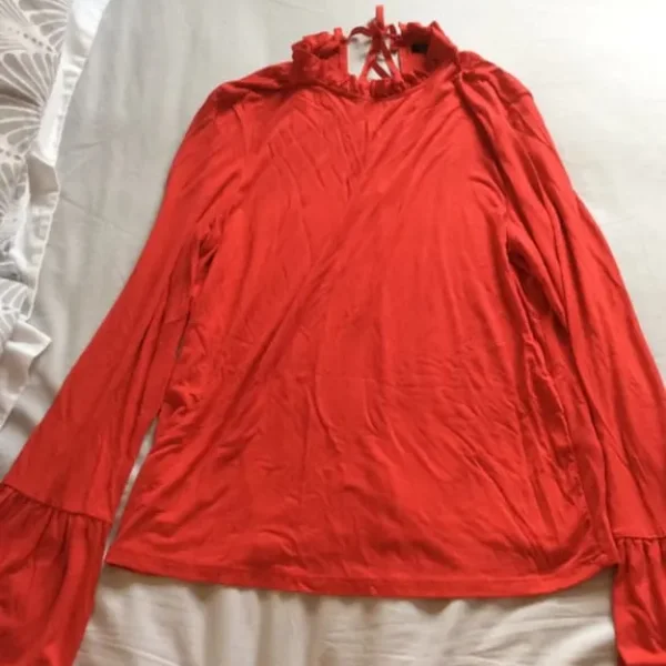 Topshop Red Long-Sleeve Top with Flared Arms