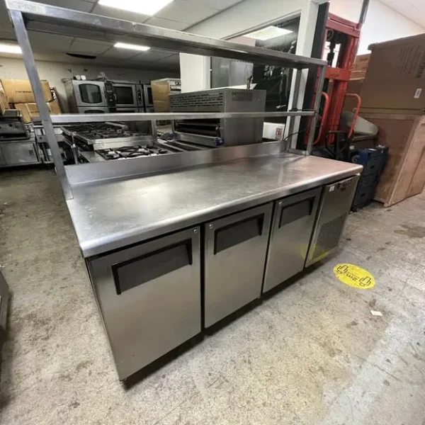 3-door bench fridge for commercial kitchen