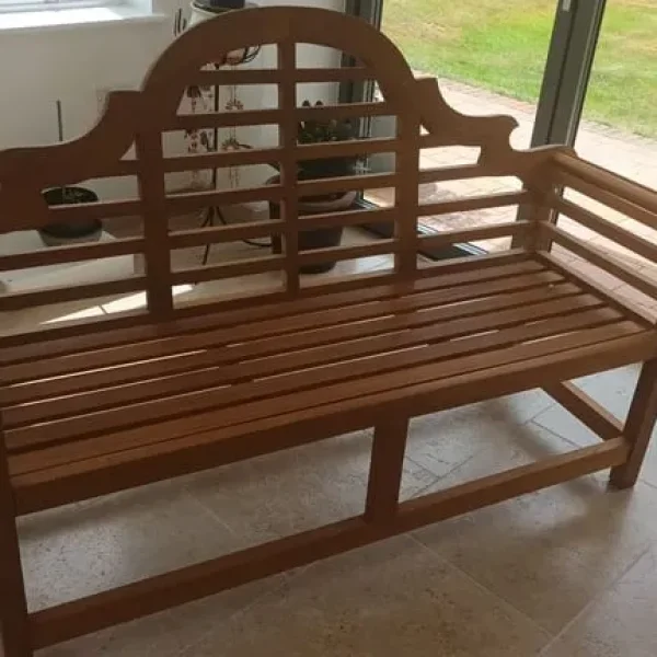 Lutyens style teak garden bench